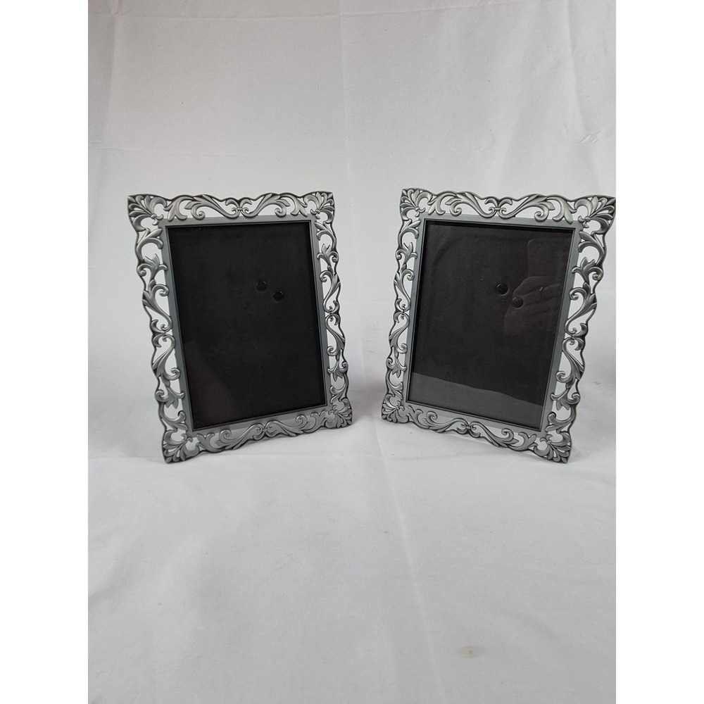 Malden Set Of 2 Silver Pewter Tone Cast Metal Fleur De Lis 5x7 Picture Frames